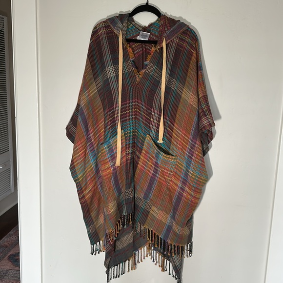 Free People Mallorca Madras Hooded Poncho - Picture 4 of 8